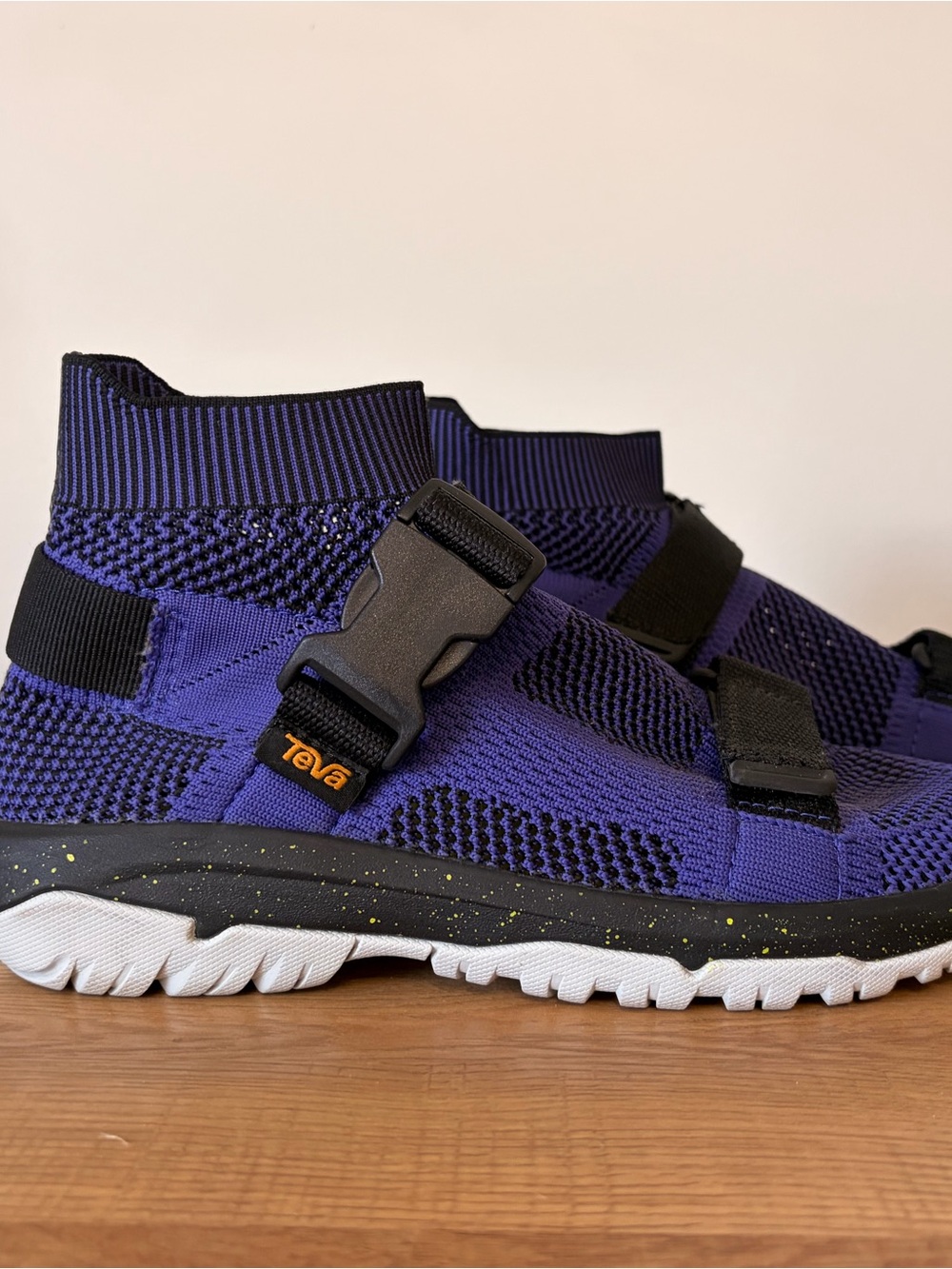 Teva Hurricane Sock Purple and Black Knit Sport Sandal with Buckle
